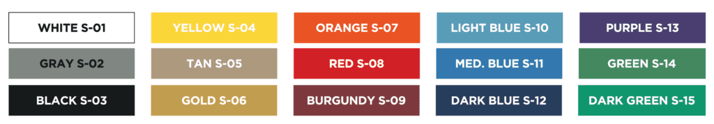 Standard Seat and Bench Colours